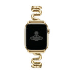 Correa Apple Watch de malla ondulada de metal, diseño moderno en forma de S, cierre de botón a presión ajustable, modelo Sydia