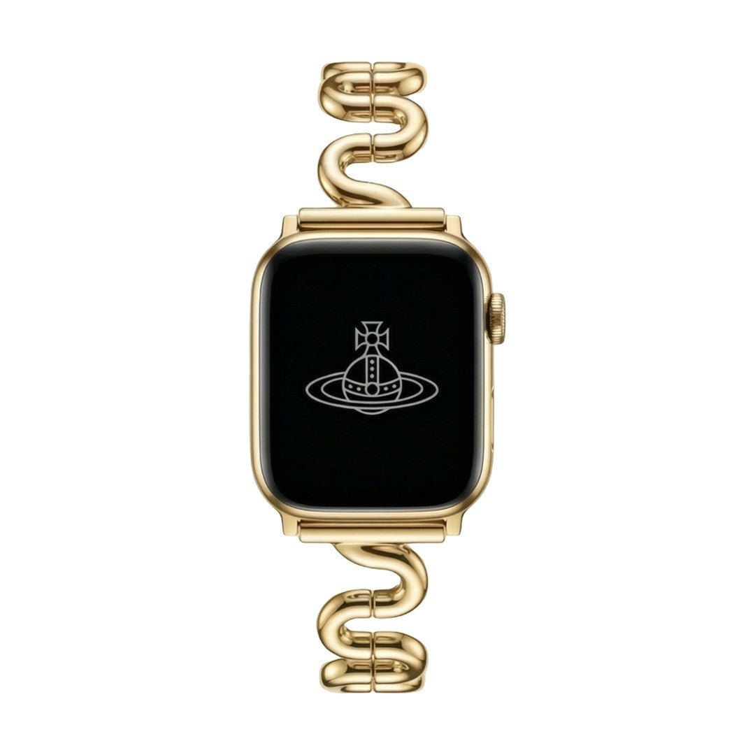 Correa Apple Watch de malla ondulada de metal, diseño moderno en forma de S, cierre de botón a presión ajustable, modelo Sydia