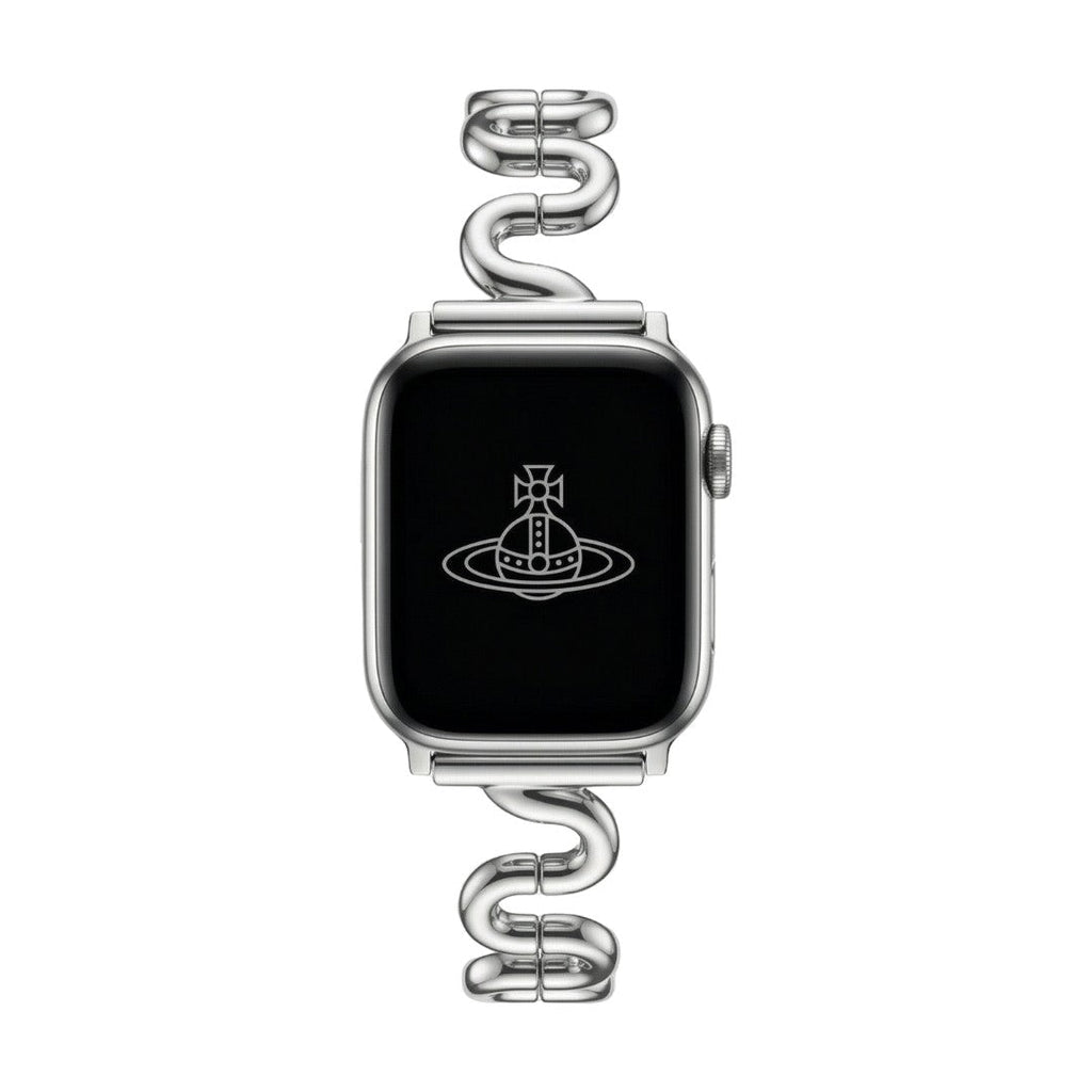 Correa Apple Watch de malla ondulada de metal, diseño moderno en forma de S, cierre de botón a presión ajustable, modelo Sydia