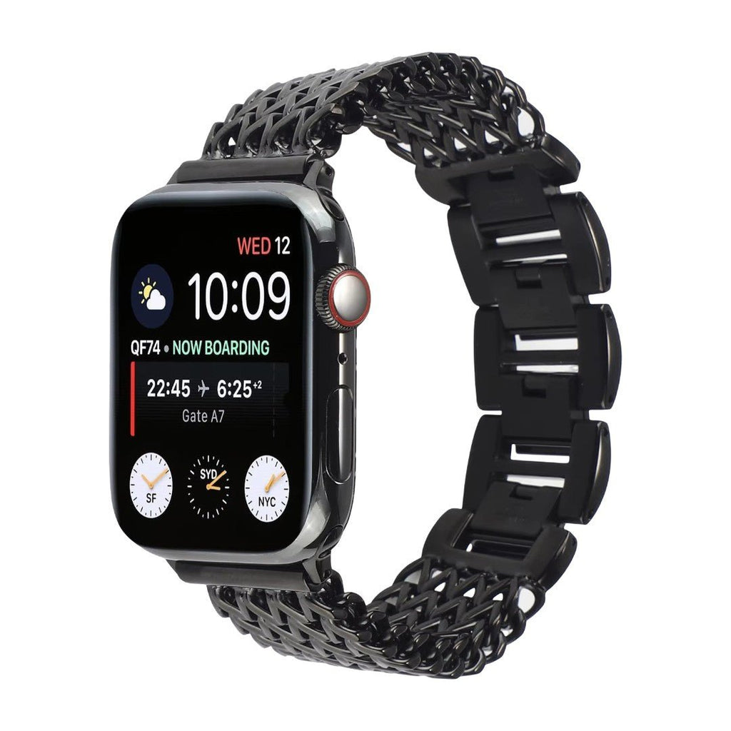 Correa Apple Watch de acero inoxidable, malla Spiga trenzada en espiga, modelo Clytia