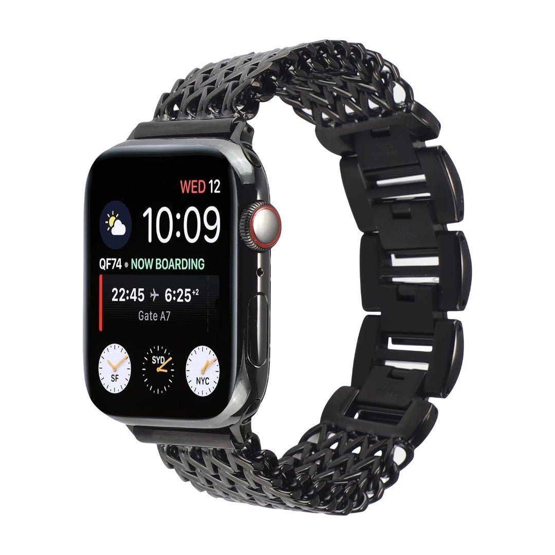 Correa Apple Watch de acero inoxidable, malla Spiga trenzada en espiga, modelo Clytia