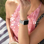 Correa Apple Watch de acero inoxidable, malla Spiga trenzada en espiga, modelo Clytia