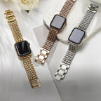 Correa Apple Watch de acero inoxidable, malla Spiga trenzada en espiga, modelo Clytia