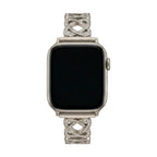 Correa Apple Watch de eslabones entrelazados, motivo infinito engastado con circonitas, cierre de trinquete, modelo Zergone