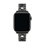Correa Apple Watch de eslabones entrelazados, motivo infinito engastado con circonitas, cierre de trinquete, modelo Zergone