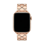 Correa Apple Watch de metal perlado, eslabones geométricos elegantes, acabado brillante refinado, modelo Pita