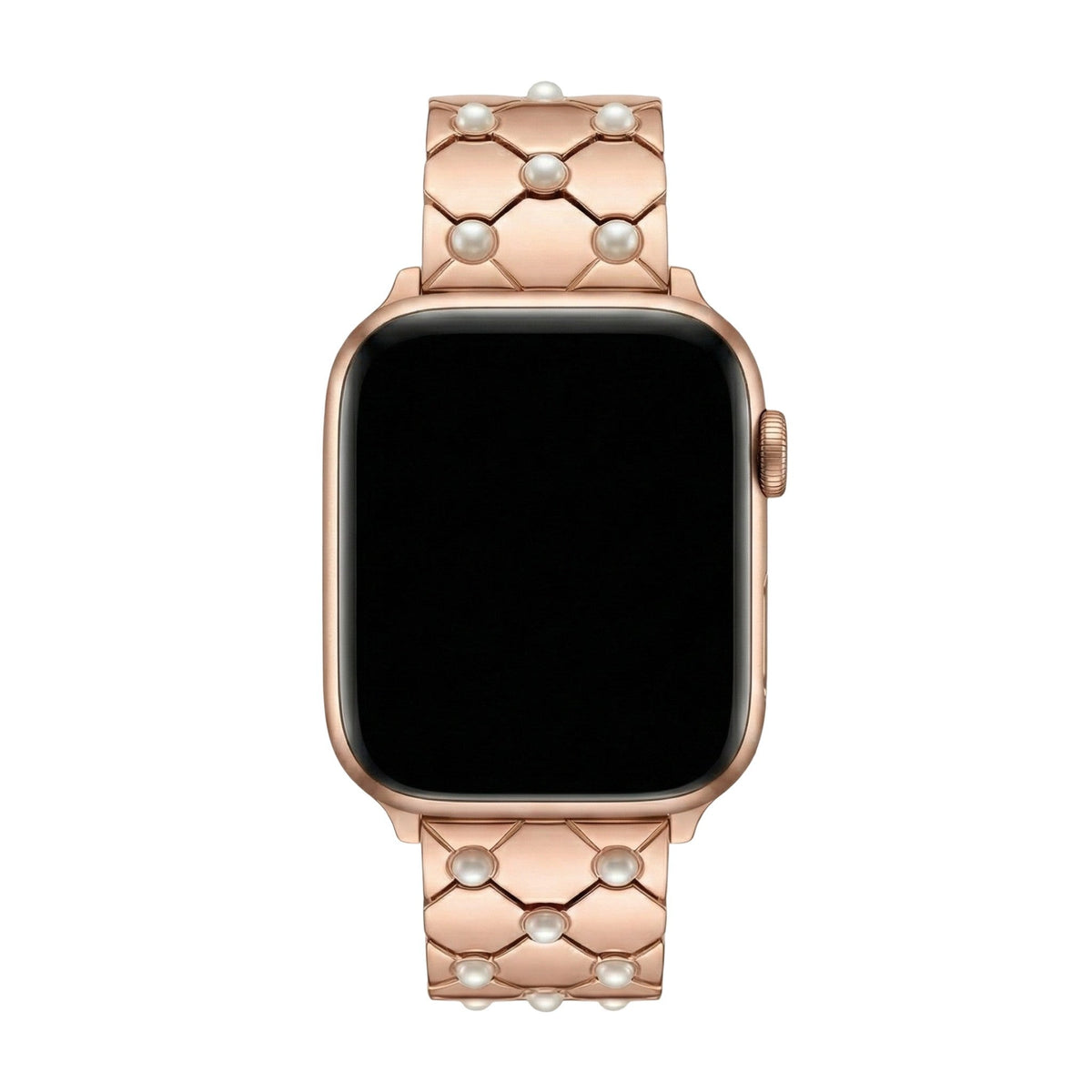 Correa Apple Watch de metal perlado, eslabones geométricos elegantes, acabado brillante refinado, modelo Pita
