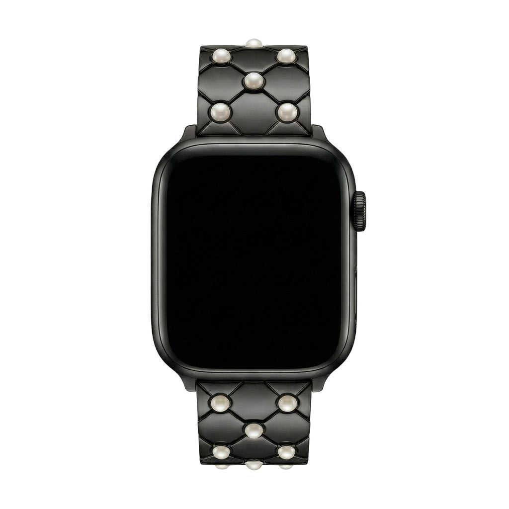 Correa Apple Watch de metal perlado, eslabones geométricos elegantes, acabado brillante refinado, modelo Pita