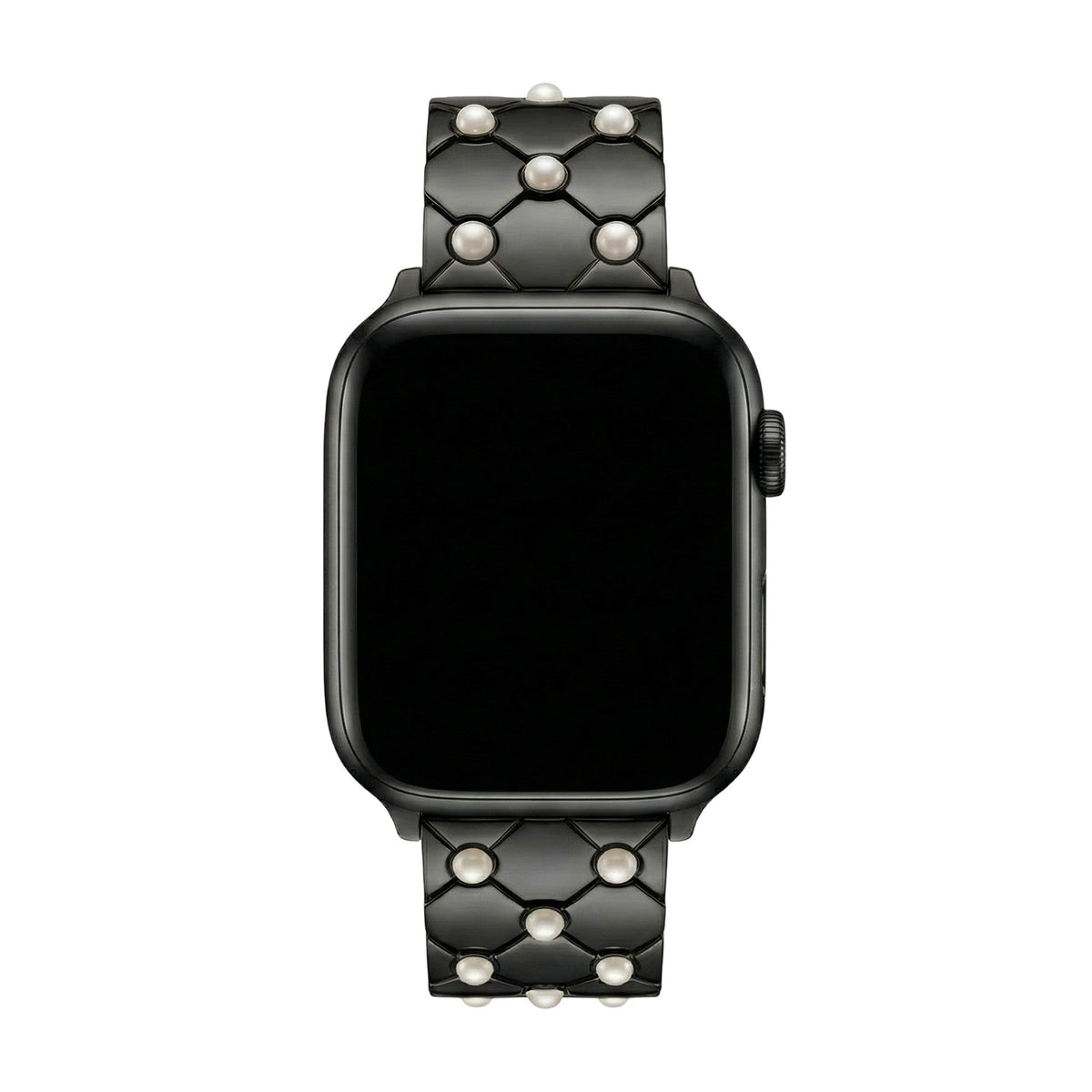 Correa Apple Watch de metal perlado, eslabones geométricos elegantes, acabado brillante refinado, modelo Pita
