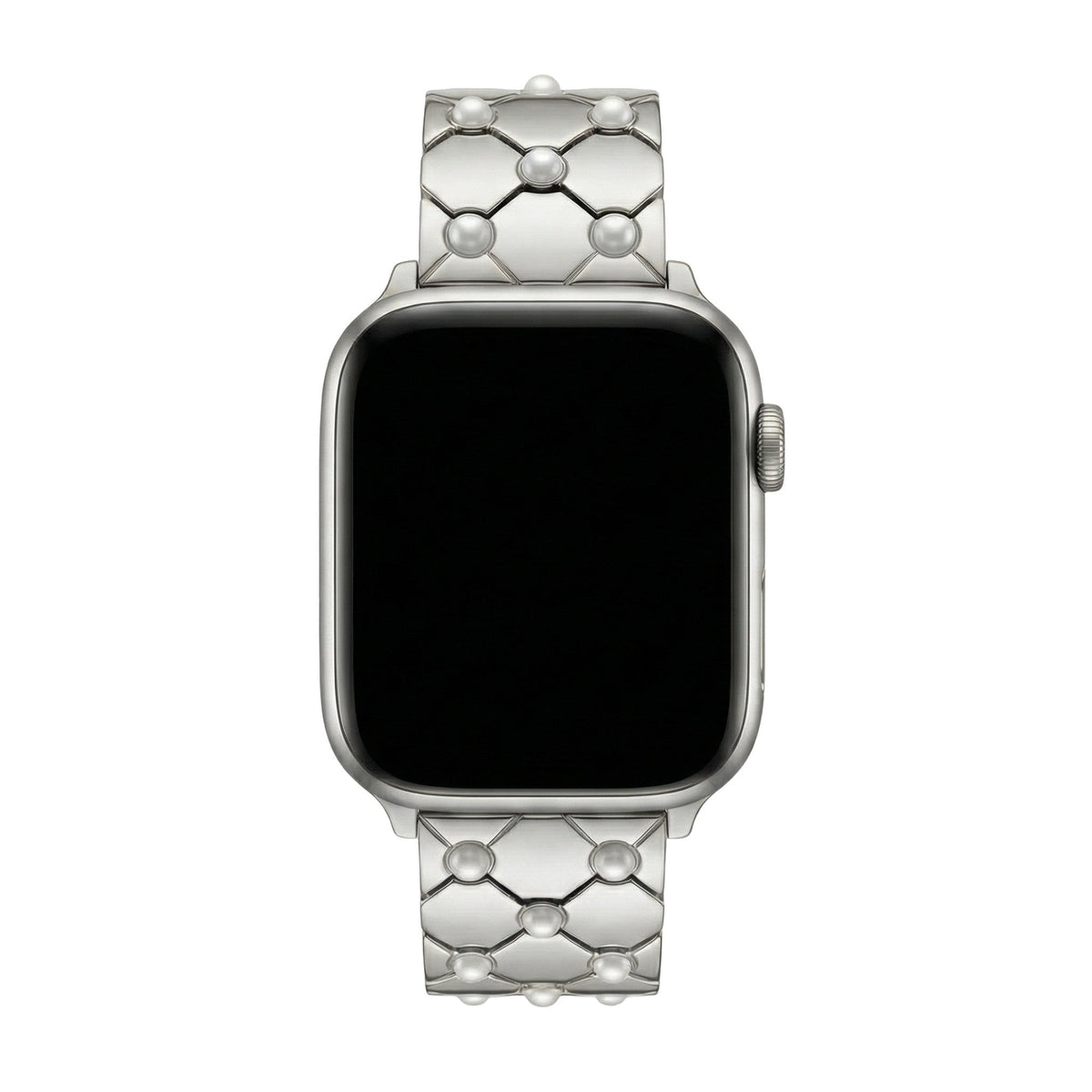Correa Apple Watch de metal perlado, eslabones geométricos elegantes, acabado brillante refinado, modelo Pita