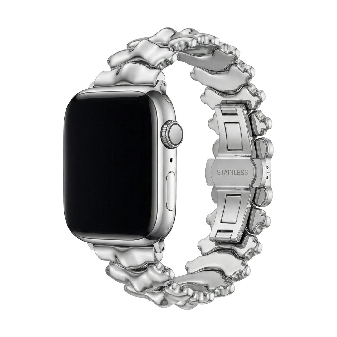 Correa Apple Watch de metal premium, eslabones gruesos con efecto tallado dorso de dragón, cierre mariposa invisible y elegante, modelo Falkor