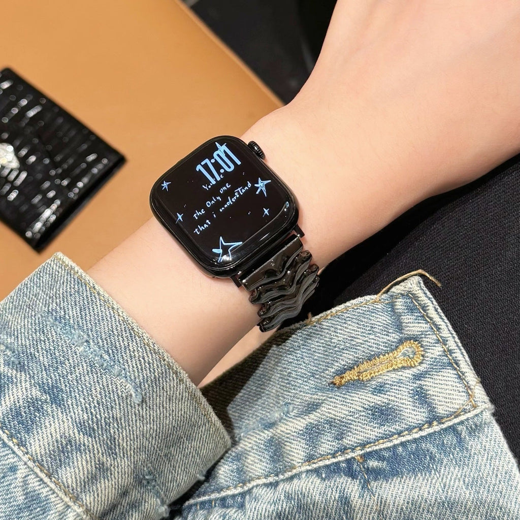 Correa Apple Watch de metal premium, eslabones gruesos con efecto tallado dorso de dragón, cierre mariposa invisible y elegante, modelo Falkor