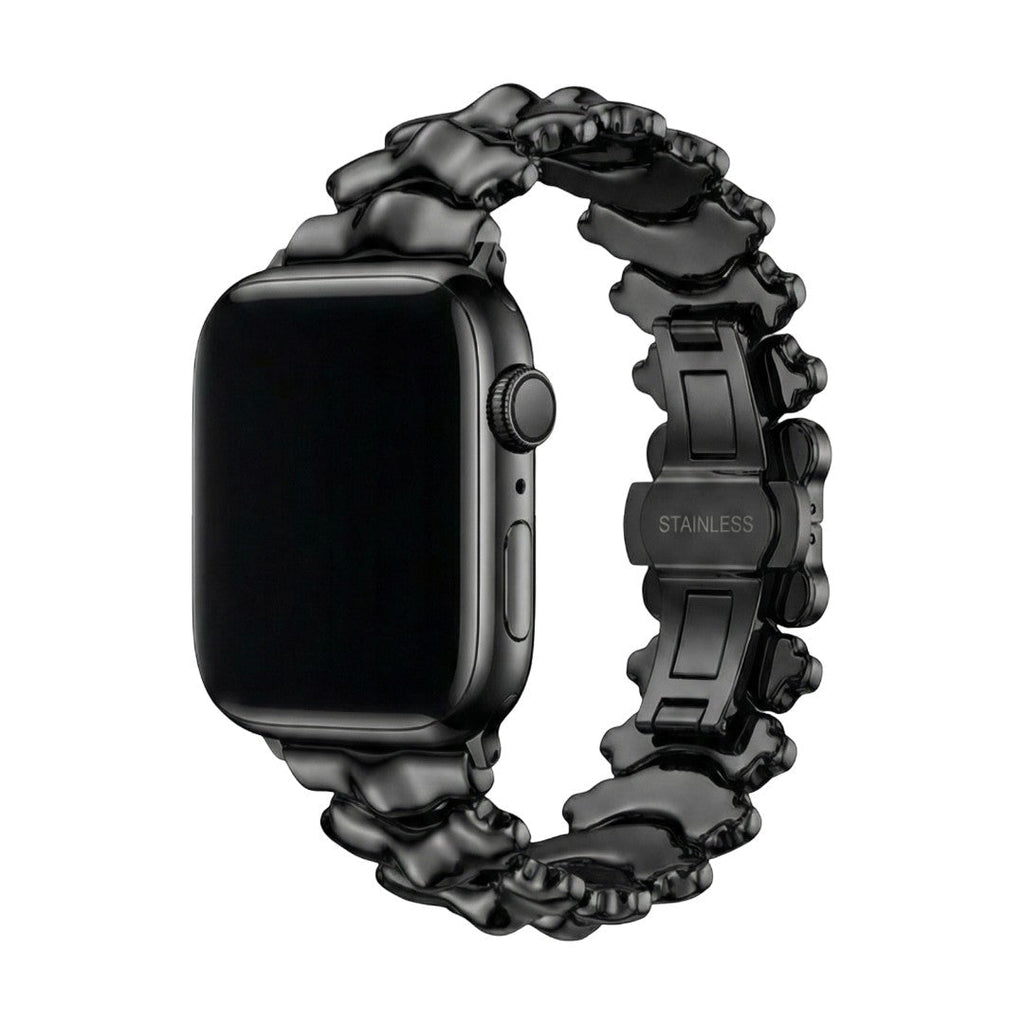 Correa Apple Watch de metal premium, eslabones gruesos con efecto tallado dorso de dragón, cierre mariposa invisible y elegante, modelo Falkor