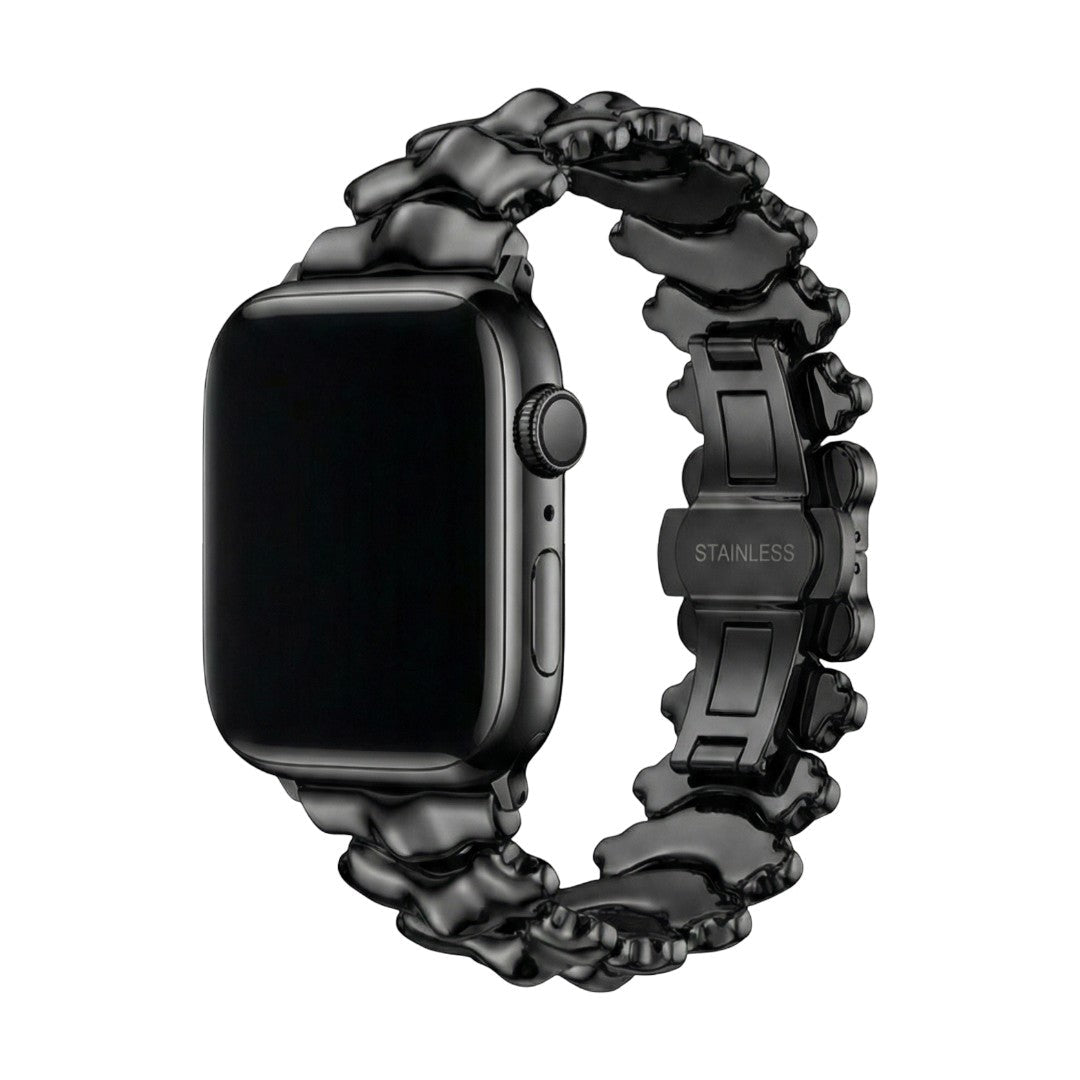 Correa Apple Watch de metal premium, eslabones gruesos con efecto tallado dorso de dragón, cierre mariposa invisible y elegante, modelo Falkor