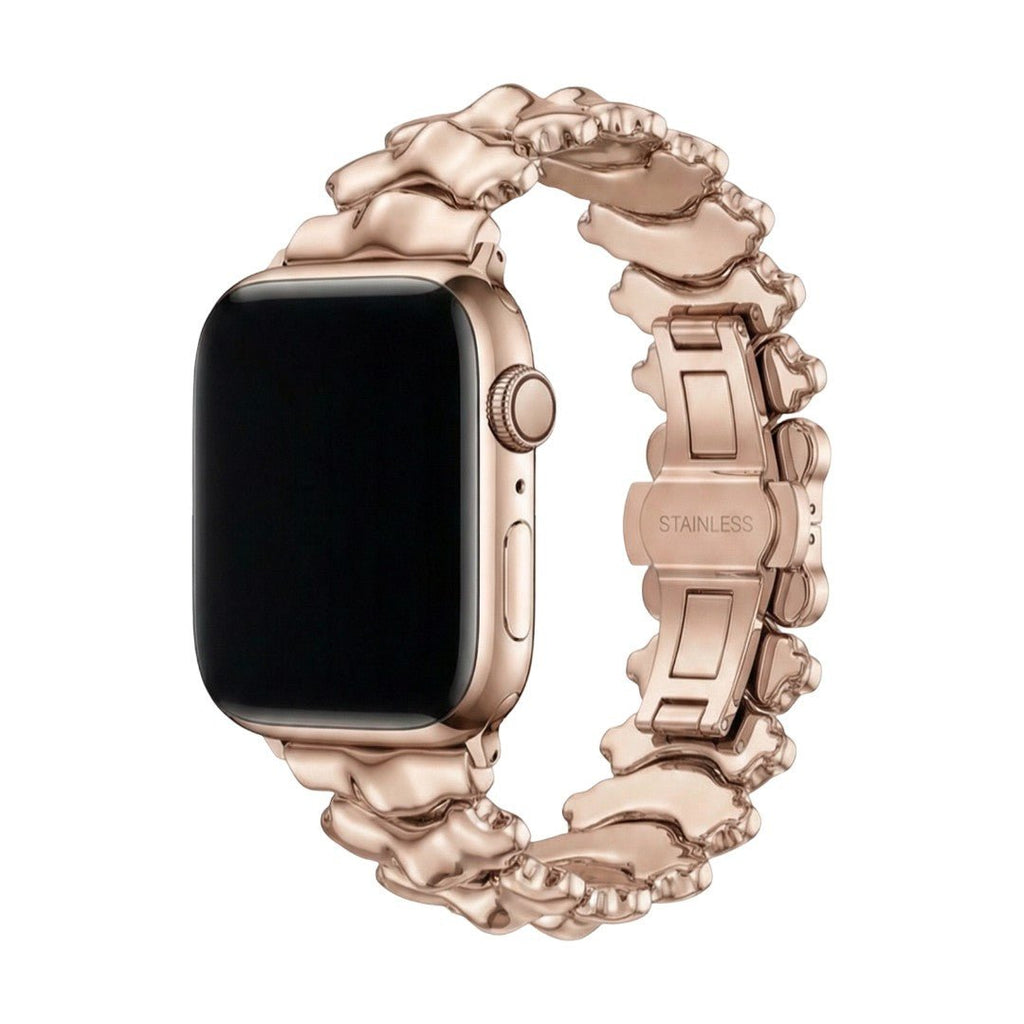Correa Apple Watch de metal premium, eslabones gruesos con efecto tallado dorso de dragón, cierre mariposa invisible y elegante, modelo Falkor