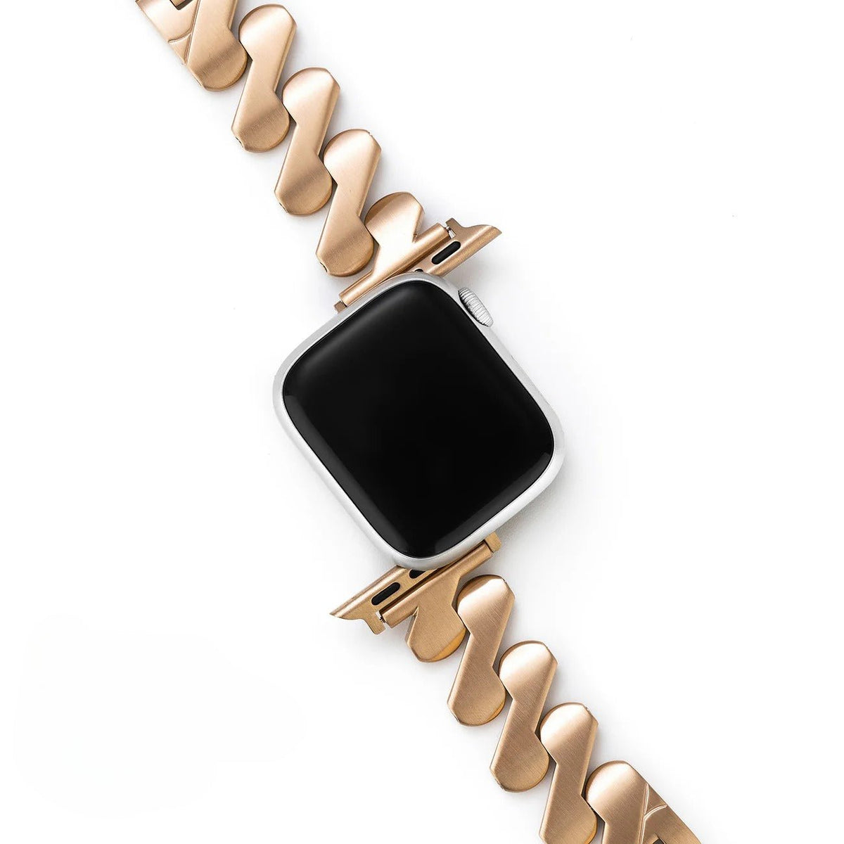 Correa Apple Watch de acero inoxidable, eslabones de onda triangular, acabado cepillado, modelo Azia