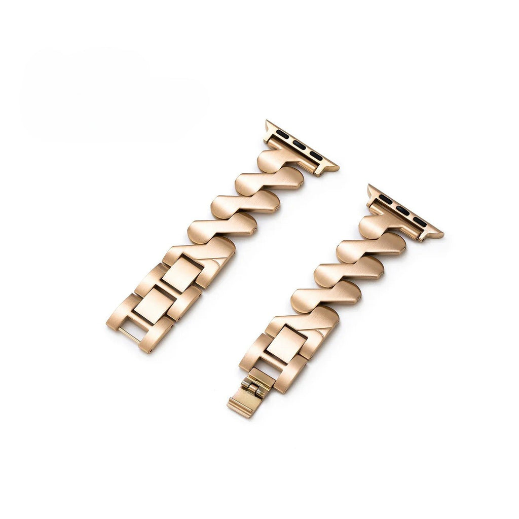 Correa Apple Watch de acero inoxidable, eslabones de onda triangular, acabado cepillado, modelo Azia