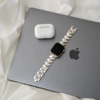 Correa Apple Watch de acero inoxidable, eslabones de onda triangular, acabado cepillado, modelo Azia