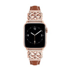 Correa Apple Watch, motivo de nudo chino engastado con circonitas, banda lisa, modelo Celtia