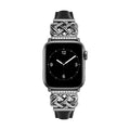 Correa Apple Watch, motivo de nudo chino engastado con circonitas, banda lisa, modelo Celtia