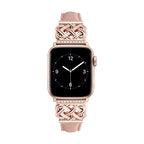 Correa Apple Watch, motivo de nudo chino engastado con circonitas, banda lisa, modelo Celtia
