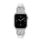 Correa Apple Watch, motivo de nudo chino engastado con circonitas, banda lisa, modelo Celtia