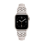 Correa Apple Watch, motivo de nudo chino engastado con circonitas, banda lisa, modelo Celtia