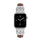 Correa Apple Watch, motivo de nudo chino engastado con circonitas, banda lisa, modelo Celtia