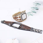 Correa Apple Watch multihilo para reloj inteligente, estilo boho chic, compatible con Apple Watch, strass brillantes, cierre metálico, modelo Abigaëlle