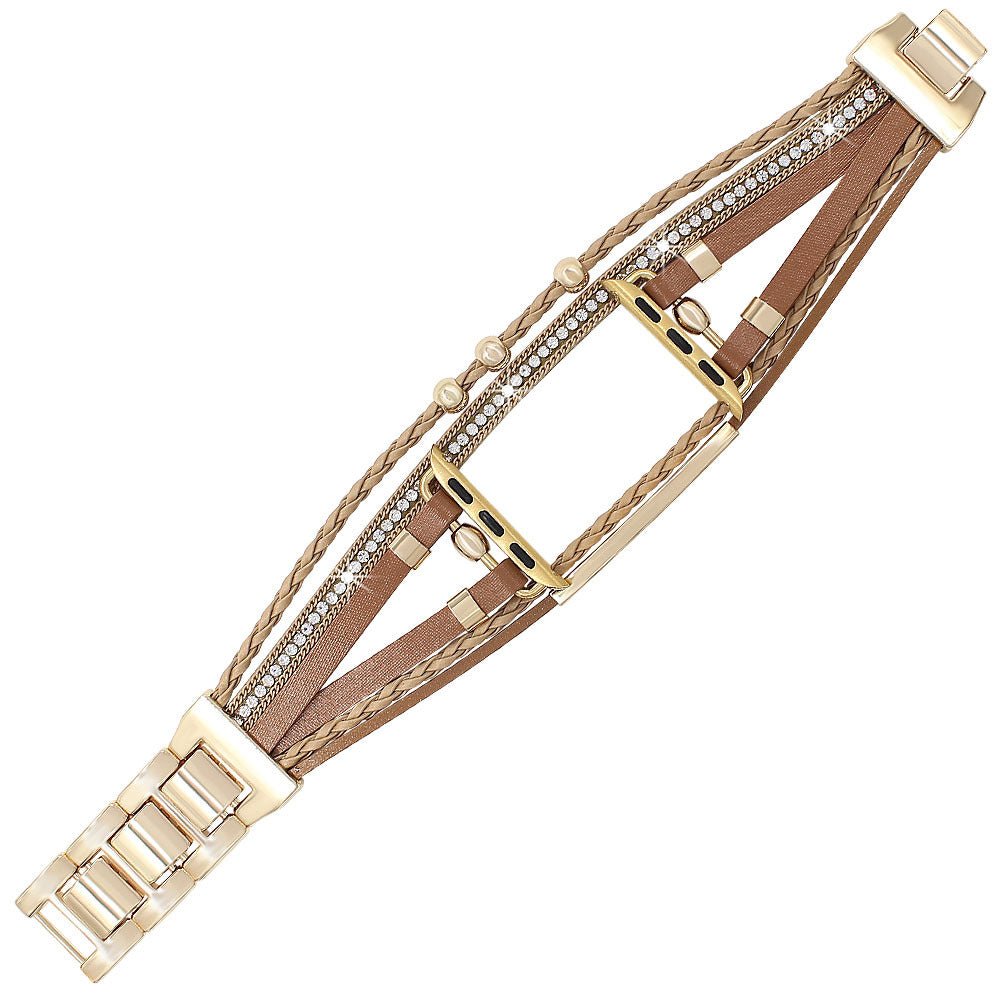 Correa Apple Watch multihilo para reloj inteligente, estilo boho chic, compatible con Apple Watch, strass brillantes, cierre metálico, modelo Abigaëlle