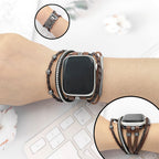 Correa Apple Watch multihilo para reloj inteligente, estilo boho chic, compatible con Apple Watch, strass brillantes, cierre metálico, modelo Abigaëlle