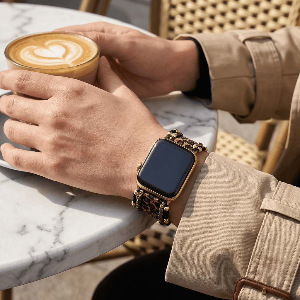 Correa Apple Watch, motivo leopardo, para mujer, modelo Cira