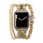 Correa Apple Watch multicapa, ajustable con eslabones y charm de mariposa, chic y elegante, modelo Zoune
