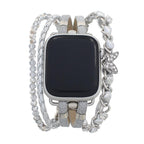 Correa Apple Watch multicapa, ajustable con eslabones y charm de mariposa, chic y elegante, modelo Zoune