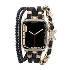 Correa Apple Watch multicapa, ajustable con eslabones y charm de mariposa, chic y elegante, modelo Zoune