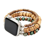 Pulsera multihilera para Apple Watch, que combina la elegancia de la madera natural con el brillo de la turquesa africana, modelo Yidza