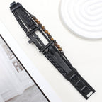 Caleb Multi-layer Tiger Eye Bead and Black Cross Apple Watch Band for Men