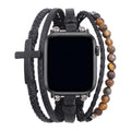 Caleb Multi-layer Tiger Eye Bead and Black Cross Apple Watch Band for Men