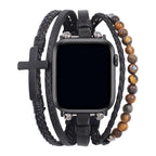 Caleb Multi-layer Tiger Eye Bead and Black Cross Apple Watch Band for Men
