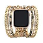 Correa multi-hilera para Apple Watch, piel vegana y cadenas, elegante efecto serpiente, cierre de hebilla, modelo Delizia