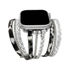 Correa multi-hilera para Apple Watch, piel vegana y cadenas, elegante efecto serpiente, cierre de hebilla, modelo Delizia