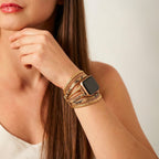 Correa multi-hilera para Apple Watch, piel vegana y cadenas, elegante efecto serpiente, cierre de hebilla, modelo Delizia
