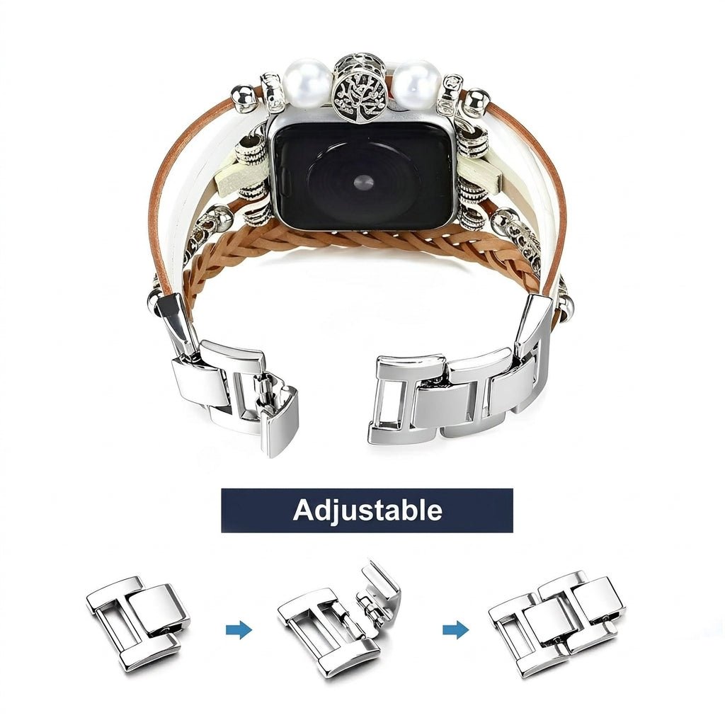 Correa Apple Watch multi-hilos trenzada, charm árbol de la vida, para mujer, modelo Ténecia