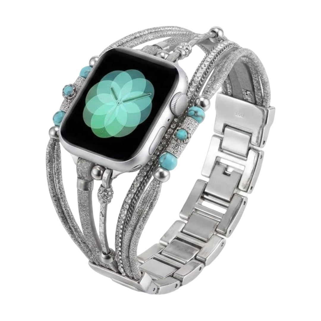 Correa Apple Watch multihilo de acero, cadenas finas y anillos cincelados, modelo Vyta