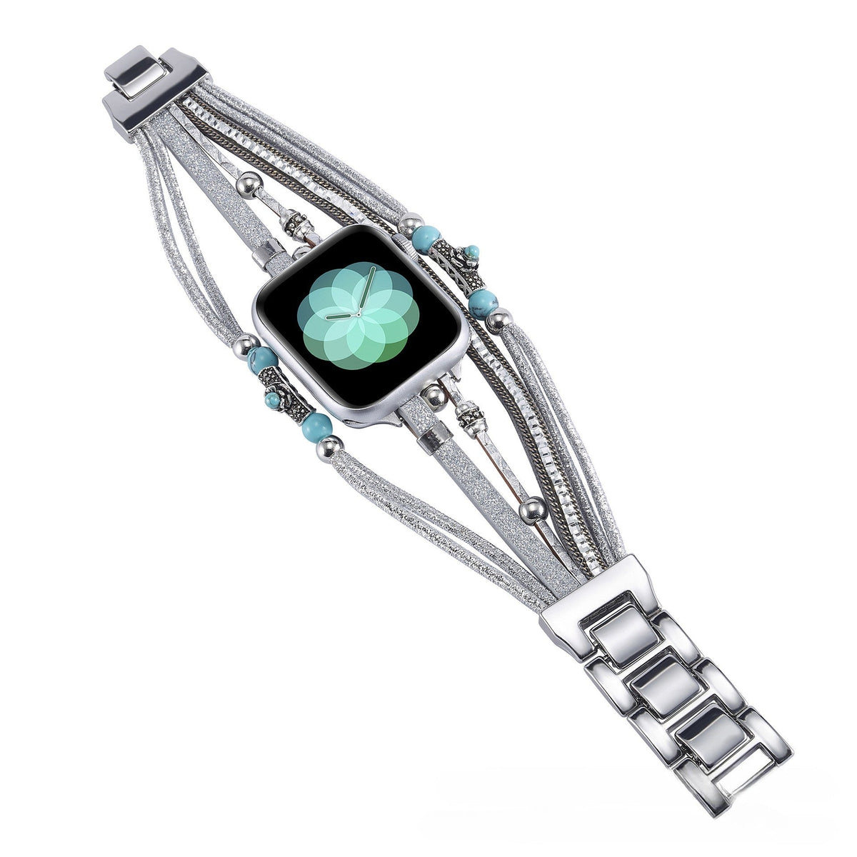 Correa Apple Watch multihilo de acero, cadenas finas y anillos cincelados, modelo Vyta