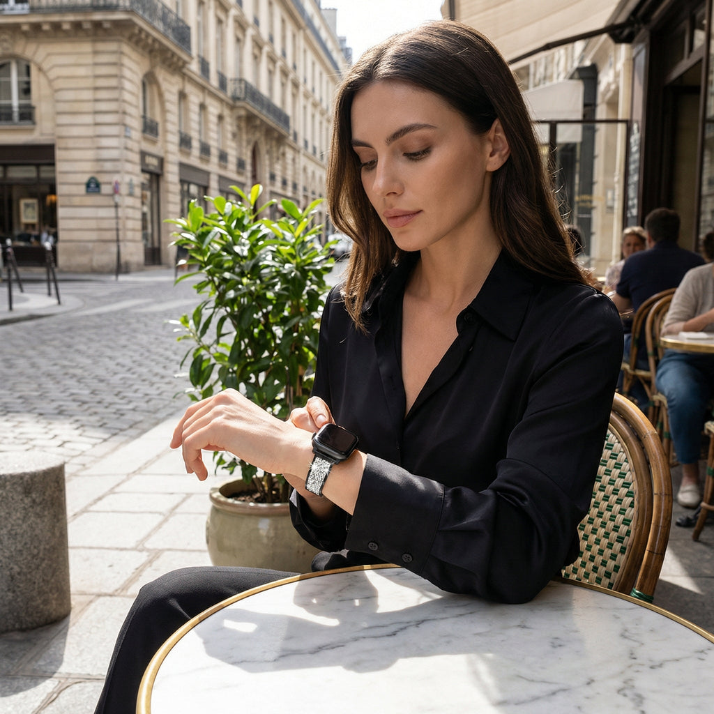 Correa Apple Watch, con lentejuelas, para mujer, modelo Douwa