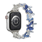 Correa Apple Watch con motivo de mariposas esmaltadas, malla elástica con strass, modelo Marjorie
