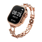 Correa Apple Watch mariposa de circonitas, correa de reloj de aleación metálica con mariposa brillante, modelo Rinoure