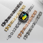 Correa Apple Watch mariposa de circonitas, correa de reloj de aleación metálica con mariposa brillante, modelo Rinoure