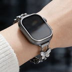 Correa Apple Watch mariposa de circonitas, correa de reloj de aleación metálica con mariposa brillante, modelo Rinoure